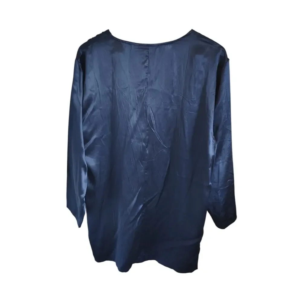 Vintage 90s Victoria's Secret 100% Silk Blue Sleep Tunic Size Small